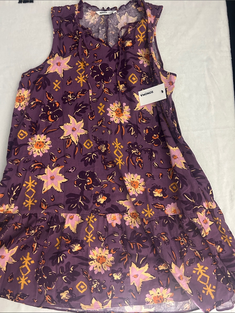 Sonoma Purple Floral Asymmetrical Dress